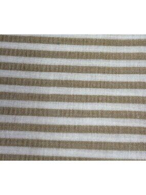 Striped Beige White Cotton Fabric Square 22"x22" Crafting Sewing Projects